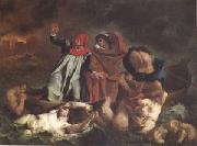 Eugene Delacroix Dante and Virgil (Corssing the Lake That Surrounds the Infernal City) also called the Barque of Dante (mk05) oil painting picture wholesale